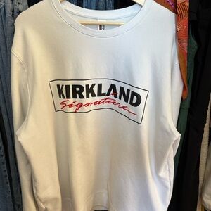 Kirkland Signature White Crew Neck Sweatshirt Embroidered First Edition